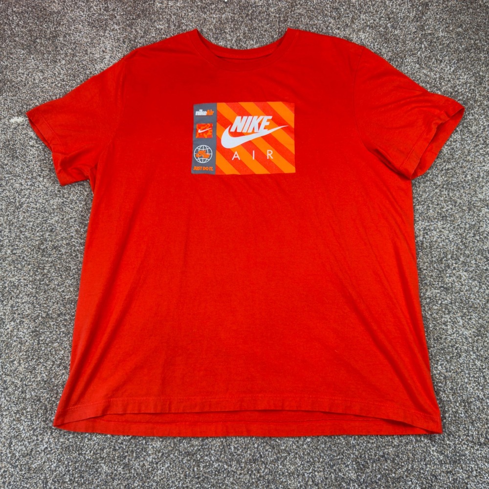 Nike Air Mens Graphic T-Shirt Red Short Sleeve Crewneck Logo Print Small Hole